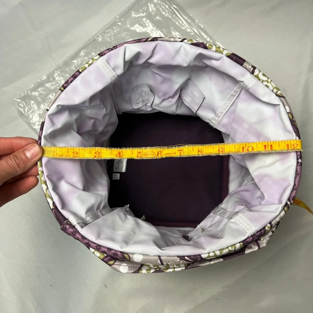 Thirty-One Small Collapsable Utility Bin Purple Paisley Circle Storage Container